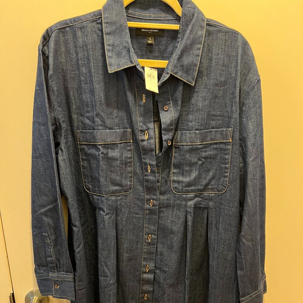 **PRIDCE DROP** NWT Banana Republic Long Sleeve Denim Shirt Dress – Large